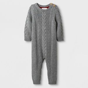 Baby Girl Long Sleeve Cable Sweater Romper